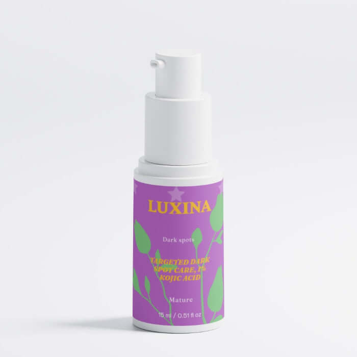 Luxina skincare serum bottle on a white background